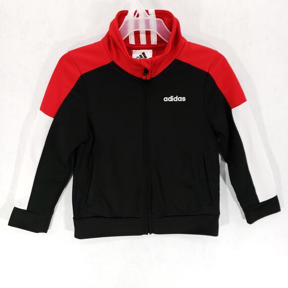 Adidas Track Jacket Toddler 2T Red White Black Long Sleeve Casual Sport Full Zip - Picture 1 of 4